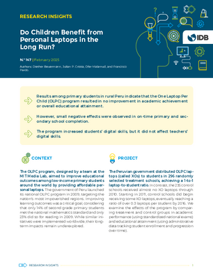 Research Insights: Do Children Benefit from Personal Laptops in the Long Run?