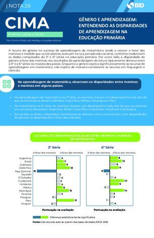 Nota CIMA #26: gênero e aprendizagem: entendendo as disparidades de aprendizagem na educação primária