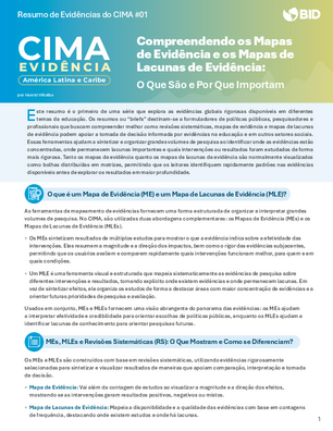 Nota de Evidência CIMA #01: Compreendendo os mapas de evidencia e os mapas de lacunas de evidencia: O que são e por que importam