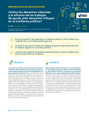 Perspectivas de investigación: ¿Cómo los desastres naturales y la eficacia de los trabajos de ayuda ante desastres influyen en la confianza política?