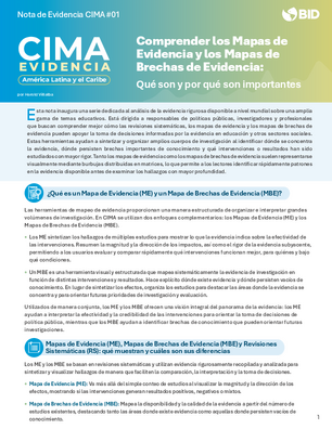 Nota de evidencia CIMA #01: Comprender los mapas de evidencia y los mapas de brechas de evidencia: Qué son y por qué son importantes